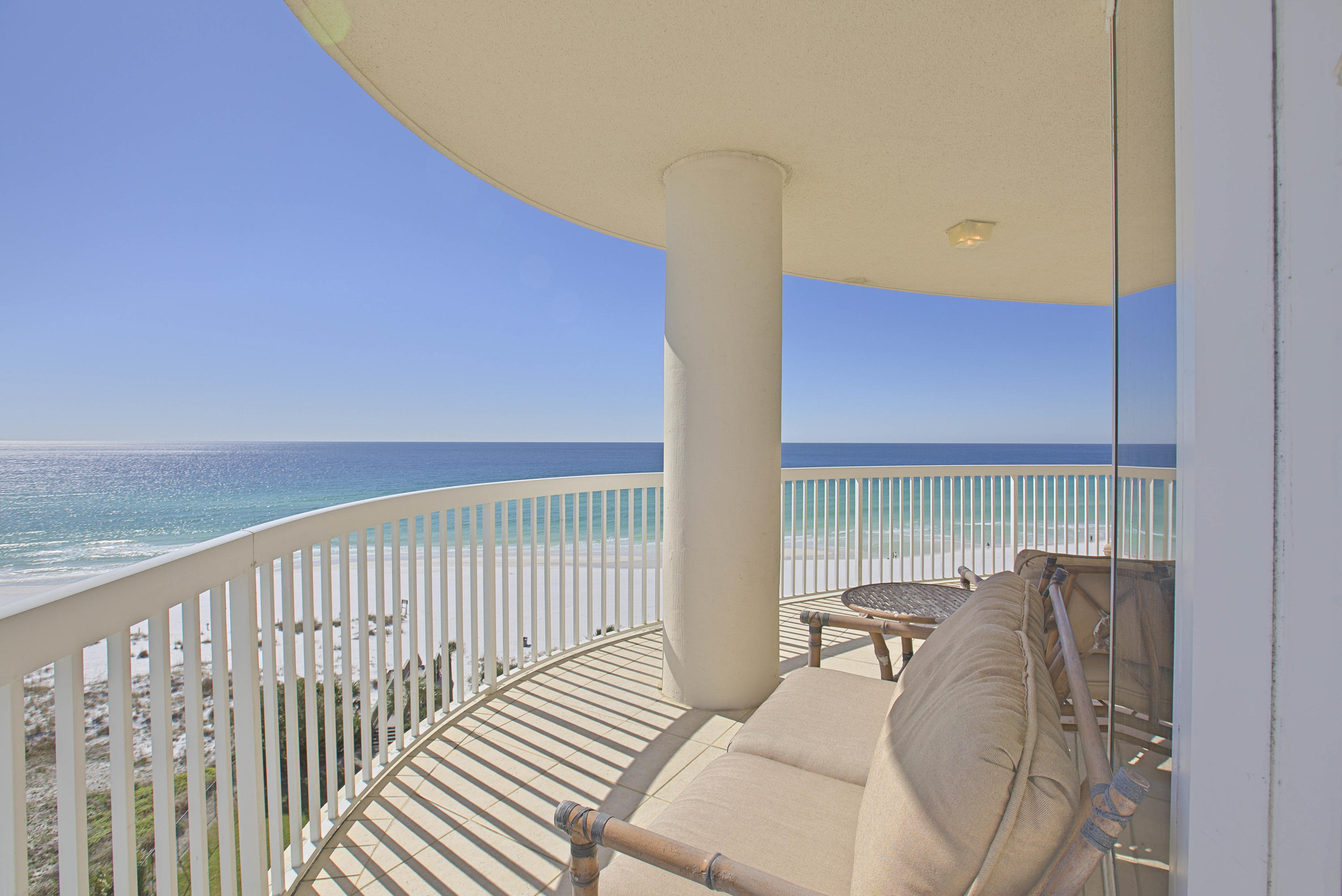 Luxurious Gulf Front Condo! St. Thomas 801 is a large corner unit on the east end of the building bordered by Henderson Beach State Park. This floorplan features a spacious Living-Dining-Kitchen area plus a Den; 3 Bedrooms with balcony access from every room; 3 -1/2 Baths and nice sized Laundry room with plenty of cabinets, a counter with a utility sink and an outside entrance. The master bedroom overlooks the Gulf of Mexico as does the master bath. The second and third bedrooms have en-suite baths and are on the north side of the unit to give your guests privacy. Travertine floors in all living areas and carpet in the bedrooms. Ice maker in the Wet Bar is inoperable and being sold 'As Is'.St. Thomas is a premier rental-restricted condominium with semi-private elevators that open directly into each condo's private foyer. The condominium has a newly renovated lobby, library, private saltwater beachside pool for residents only as well as deeded garage parking and climate-controlled individual storage units.

Silver Shells Beach Resort & Spa is located in the heart of Destin on 30 acres with 1,000 feet of pristine private beach. The property is gated and guarded 24/7 encompasses a 7,500 square foot lagoon pool with waterfall, hot tubs, kiddie pool and grills. The clubhouse contains an additional indoor/outdoor heated pool, separate cardio and weight rooms as well as a luxurious full-service day spa. Well landscaped outdoor activities are provided with a children's playground, four tennis courts, full court basketball court and beach service. The Sand Bar serves food and drinks in season. Enjoy exquisite dining in Ruth's Chris Steak House onsite or have your order delivered. Come and enjoy the sugar white sand and emerald green waters of the Gulf! Call today to set up your private showing.  All information is deemed reliable but should be verified by the buyer and buyers agent. 
