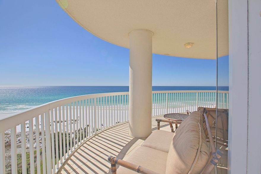 Luxurious Gulf Front Condo! St. Thomas 801 is a large corner unit on the east end of the building bordered by Henderson Beach State Park. This floorplan features a spacious Living-Dining-Kitchen area plus a Den; 3 Bedrooms with balcony access from every room; 3 -1/2 Baths and nice sized Laundry room with plenty of cabinets, a counter with a utility sink and an outside entrance. The master bedroom overlooks the Gulf of Mexico as does the master bath. The second and third bedrooms have en-suite baths and are on the north side of the unit to give your guests privacy. Travertine floors in all living areas and carpet in the bedrooms. Ice maker in the Wet Bar is inoperable and being sold 'As Is'.
St. Thomas is a premier rental-restricted condominium with semi-private elevators that open directly into each condo's private foyer. The condominium has a newly renovated lobby, library, private saltwater beachside pool for residents only as well as deeded garage parking and climate-controlled individual storage units.

Silver Shells Beach Resort & Spa is located in the heart of Destin on 30 acres with 1,000 feet of pristine private beach. The property is gated and guarded 24/7 encompasses a 7,500 square foot lagoon pool with waterfall, hot tubs, kiddie pool and grills. The clubhouse contains an additional indoor/outdoor heated pool, separate cardio and weight rooms as well as a luxurious full-service day spa. Well landscaped outdoor activities are provided with a children's playground, four tennis courts, full court basketball court and beach service. The Sand Bar serves food and drinks in season. Enjoy exquisite dining in Ruth's Chris Steak House onsite or have your order delivered. Come and enjoy the sugar white sand and emerald green waters of the Gulf! Call today to set up your private showing.  All information is deemed reliable but should be verified by the buyer and buyers agent.