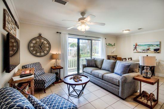 Available 1/31-3/15This charming one bedroom, one bath condo is situated in the heart of Seagrove Beach on 30A about 1.5 miles east of Seaside. You are minutes from some of the best restaurants, shops and beaches that 30A has to offer. Beachwood Villas offers two swimming pools, shuffleboard courts, a playground, and community grills throughout for the exclusive use of Beachwood Villa guests. There is a public beach access that is about a 3-4 minute walk from the condo. A self service laundry facility is also located on site. There are two built in bunks right off the living room. Queen sleeper sofa.No Pets1299 a month includes everything