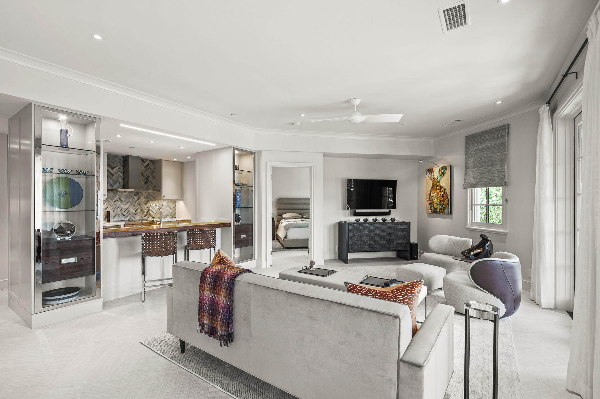 Stunning condo - completely taken down to the studs and remodeled. All new windows, doors, flooring, kitchen, bathrooms - must be seen! Sold furnished except for owners artwork and personal items. Watch the world go by from your large corner balcony overlooking the Rosemary Beach town center.