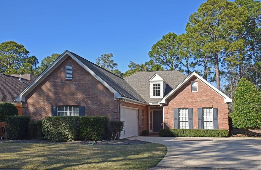 One of the few and sought-after single story, FOUR bedroom homes in ever-popular Turnberry Place. Style and comfort combine to make this classic brick ''transitional'' style home one you'll enjoy for years to come! As you enter the sun-bright, high ceilinged foyer, the open design and wall of windows allow you to see thru the great room to the double fairways of the lush green golf course. The bright and airy central living space flows together smoothly. This area, as well as the master suite, is accented with rich crown molding, deep baseboards, and cased windows. There is plenty of wallspace but also lots of flexible space so that it will be fun and easy to place your furniture. You'll love the open kitchen-living space because the cook will never be lonely! Plenty of cabinets and storage drawers = a neat kitchen. The pantry is conveniently located in the back hall on the way in from the garage.  The 19' back hall not only houses the pantry but a wall of storage cabinets and handy storage bench which doubles as a convenient spot to sit to remove your outdoor gear. There is also a laundry niche again with EXTRA cabinets. AND the 15x14 4th bedroom/flex space is also here conveniently close to the kitchen yet with enough privacy to use as a home office. Since this home features a split bedroom plan,  the large master suite is set aside from the others . The bay window sitting area, the large walk-in closet, and the freshly painted bath with whirlpool and separate shower are designed to add to your comfort.   The additional two bedrooms, located on the opposite side of the foyer, flank the full bath.  

This home LIVES WELL  and seems so much larger than its size!  See it soon! 

Practical facts:
1.  Dimensional shingle roof  - 2012 
2.  Ruud hot water heater - 2013
3.  Rheem A/C - 2008
4.  Ruud furnace/air handler - 2007
5.  Sprinkler system uses county water
6.  All appliances (ex:  refrigerator) are fairly recent but exact age unknown
7.  Kitchen refrigerator works fine but conveys as is
8.  Both baths freshly painted
9.  All crown molding and baseboards freshly painted.
10.  Pleated shades in the dining area and the great room can be raised/lowered from both the bottom and the top.