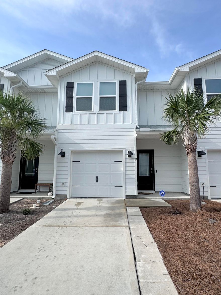 Available and move in ready.  Located in the heart of Destin, Harbor Place Town Homes offers this stunning 3/2.5 floor plan within minutes to everything in Destin. Boasting neutral colors throughout the home, 3 bedrooms and 2 bathrooms are located upstairs as well as the laundry with a washer and dryer provided.  Downstairs you will find a nice foyer, living room, dining area, 1/2 bath and kitchen.  The kitchen features granite, a stainless-steel appliance package and kitchen island.  Large pantry and a 1 car garage.  No inside smoking and no vaping.  Covered back patio for outdoor lounging and entertaining.  Pets will be approved with owner approval. Make this your new staycation.