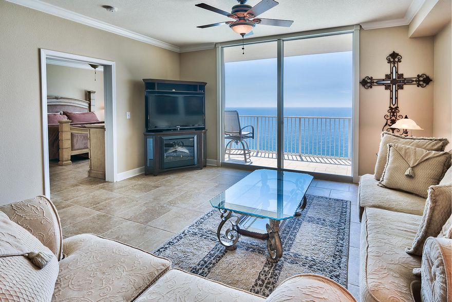 This is the pristine, high-end unit you have been looking for in one of the most well equipped resorts in PCB! This unit is a HUGE 2 BR condo with almost 1600sf of living space. The two large bedrooms each attach to a bathroom with the master bathroom having a standing shower, separate tub & a huge walk-in closet. The second BR can easily house 2 queen beds or multiple bunks. The view from the unit is incredible & the master BR has a gorgeous bay window & access to the balcony. This is one of the few properties that have NEVER BEEN RENTED in Tidewater and features multiple upgrades including thicker granite, tile throughout, custom cabinets, custom lighting & is very clean! Tidewater Beach Resort offers the best amenities on the beach. See photos!