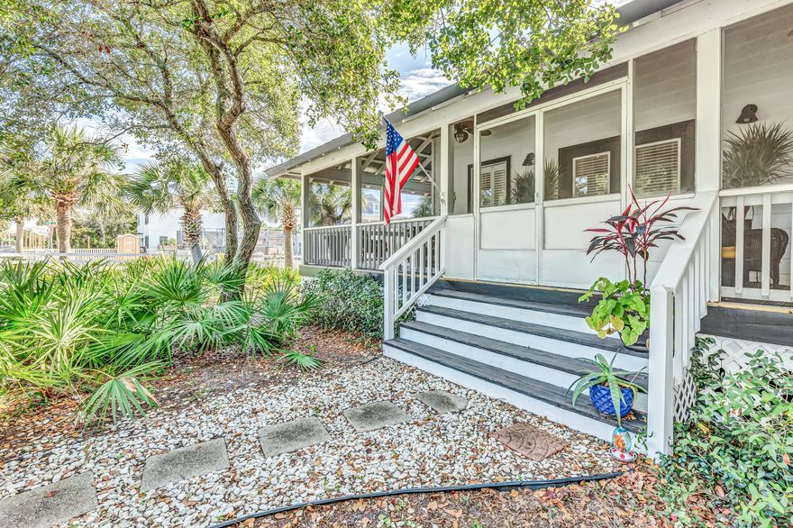 In highly sought after Crystal Beach, this quintessential Old Florida beach house is a short 5 minute walk to the Gulf.  This charming 3 bedroom 2 bath is perfect for entertaining as you have overflow space onto 800 square feet of screened-in porch which is 8 ft. deep and wraps around three sides of the house, for a total of 2316 Sq. Ft. under roof.  As you enter the front door your eyes will be drawn to the unique 12 foot vaulted wood ceiling and hardware floors expanding the already open concept feel in the living, dining and kitchen area.  The living room has a fireplace for those rare chilly nights.  Neutral Corian countertop in the kitchen with a wide prep space for entertaining, with granite countertops and tiled floors in the bathrooms.  This house is made for outdoor living. Sit and read listening to the rain drops on your metal roof, or play cards on the porch after dinner. If you are looking for a building lot in Crystal Beach but can't find one, it's because there aren't any. This is a prime corner lot that you could clear the lot and build your dream home on.  It has plenty of room for a nice 6 bedroom house with plenty of parking and plenty of room for a pool, if you want one. It's a win either way.  

House being sold unfurnished.  