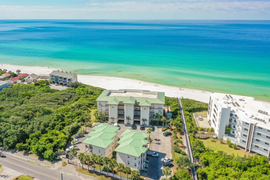This is an opportunity to own the largest townhome in Legacy which has 1850 square feet versus the other townhomes with 1600 square feet. This gated beachside community south of 30A, located in the heart of Seagrove Beach offers private beach access with two community pools and hot tubs. Enjoy the 30A life as you walk or bike to shops, restaurants, and Seaside. This well-maintained three-story townhome with elevator boasts Gulf views from the 2nd and 3rd floors. The first floor includes two bedrooms and a living area with sleeper sofa that was previously a garage but now serves as an additional bedroom entertainment area, with access to a full bathroom and pool. The second floor includes a large kitchen with stainless steel appliances, a new stove and spacious living and dining area, with