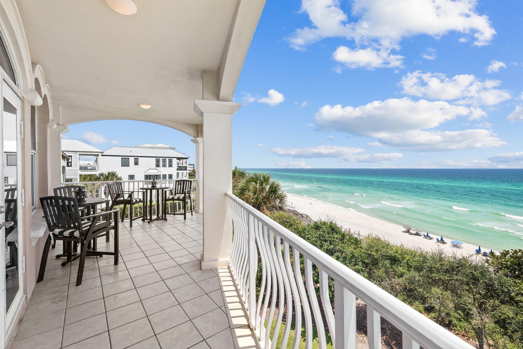 Immerse yourself in the epitome of coastal luxury with this gulf-front condo in Monterey, one of only 24 in the complex, nestled along Scenic Highway 30A in Seacrest Beach. Located in a gated community, this fully-furnished unit offers a remarkable rental investment opportunity. Adorned with updated coastal decor and furnishings throughout, every corner exudes elegance and sophistication. Step into the kitchen with both a breakfast bar and a separate dining space, perfect for intimate gatherings. The spacious living area boasts unparalleled gulf views. The spacious master bedroom offers breathtaking water views and its own access to the gulf-front balcony. Indulge in the large ensuite, featuring dual vanities, a soaking tub and a separate shower.