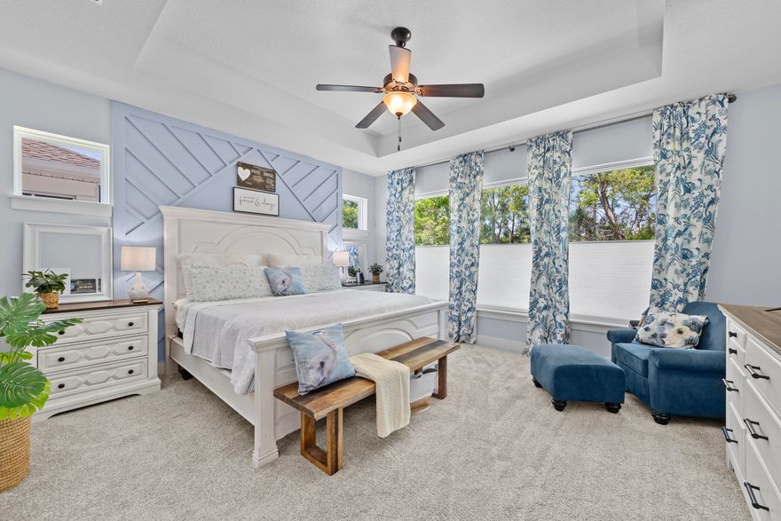 5k closing costs & 1st yr HOA pd. Breakfast Point's best value! The least expensive PPSF (new or existing), is offered at $219 per square foot. Stop looking at the computer & come take a look! A 4 bedroom, 3 bath, w/ private study across 2,584 sq ft. This residence blends style, function & a rare sense of privacy. Step inside to an open plan filled with natural light, wood flooring, & fresh carpet in bedrooms. A designer kitchen features new countertops, modern backsplash, two pantries, & upgraded lighting, perfect for everyday meals or entertaining. The spacious living area flows to a covered patio, pergola, & a fenced backyard backs to protected conservation land. The primary suite offers a peaceful retreat w/ generous closet space & a spa-like walk in shower. 30 miles of trails & parks