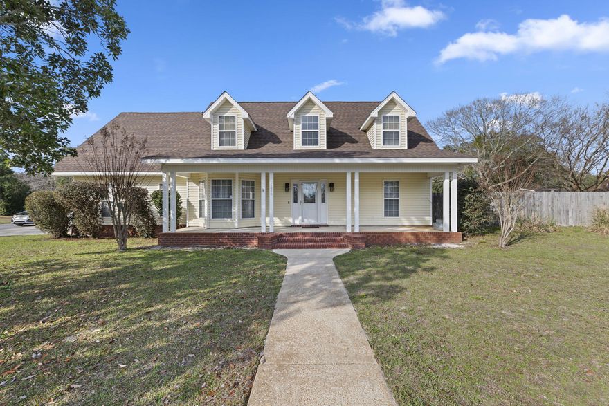 Welcome to this Southern Charmer nestled in Navarre's own - Robledal Estates. Situated on a generous sized corner lot, this split floor plan, 3 bedroom, 2.5 bathroom, plus bonus room/loft is MOVE IN READY and waiting for you! Excellent curb appeal with a sweet front porch and a few shade trees that Robledal is known for. Inside, you'll find beautiful vaulted ceilings that open up the space. The kitchen features granite countertops, stainless steel appliances, PLENTY of cabinet space, a beautiful bay window that lets in plenty of natural light and can serve as an optional breakfast nook,and a breakfast bar that leads into the dining area and living space that features a propane gas powered fireplace and a grand vaulted ceiling that opens with a view to the second floor.The downstairs primary suite has 2 walk-in closets and an ensuite with double vanity, linen closet, soaking tub, and separate shower. Just off the living room, double french doors lead to the adorable sunroom that lets in tons of natural light and makes for a tranquil retreat perfect for reading, sipping coffee, or entertaining guests - all with a view of the fenced in backyard. The loft/bonus room is upstairs, and has its own wing of the house by the laundry room and interior door to the 2 car garage - perfect for an office, game room, guest loft, studio, or whatever else you desire! Up the stairs on the other side of the house, are the 2 additional bedrooms and full bathroom. With a newer roof, and a new HVAC - this home is ready for you to call HOME! Schedule your showing today!