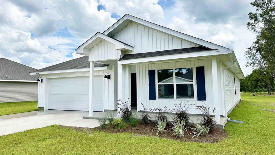 Welcome to Day's Landing! The Cali model, one of our most sought-after designs, offers a fantastic open layout for comfortable living. Featuring 4 bedrooms, 2 bathrooms, a covered patio, 2-car garage, and the 'Smart Home Connect' System with various convenient Smart Home devices. The well-appointed kitchen includes stainless steel appliances, Granite countertops, a smooth-top range, built-in microwave, quiet dishwasher, corner pantry, island bar, eye-catching wood-look flooring, and plush carpet in the bedrooms. Bedroom 1 and the adjoining bath boast a large walk-in closet, double Granite vanity sinks, a spacious shower, and extra storage. Enjoy the stylish curb appeal in the rapidly growing North Crestview area.