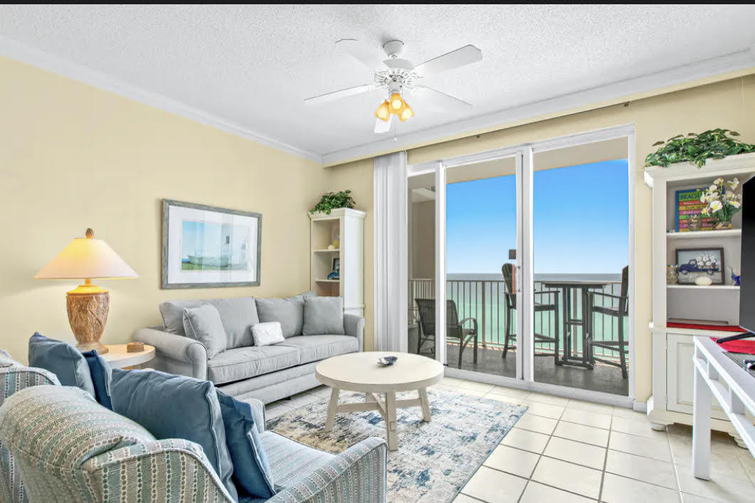 TAKING BACK UP OFFERS! ONLY Majestic Sun Condo for sale! Perfect 9th floor location with Spectacular 180 degree Gulf and Beach Views!This condo is completely updated with granite counters and stainless steel appliances,matching tile throughout main living areas fully updated bathrooms with walk in shower in master, brand new sleeper sofa and coordinating chairs, drapery, crown moulding, sleeps 8 and is fully rental ready. Majestic Sun condos are lucrative vacation rentals, or also make a great second or full-time home. Rental income projected to be 57,645 to 66,465.The Majestic Sun is part of the 330 acre Seascape Resort which has beach access, a HEATED indoor/outdoor pool,hot tubs, fitness center,