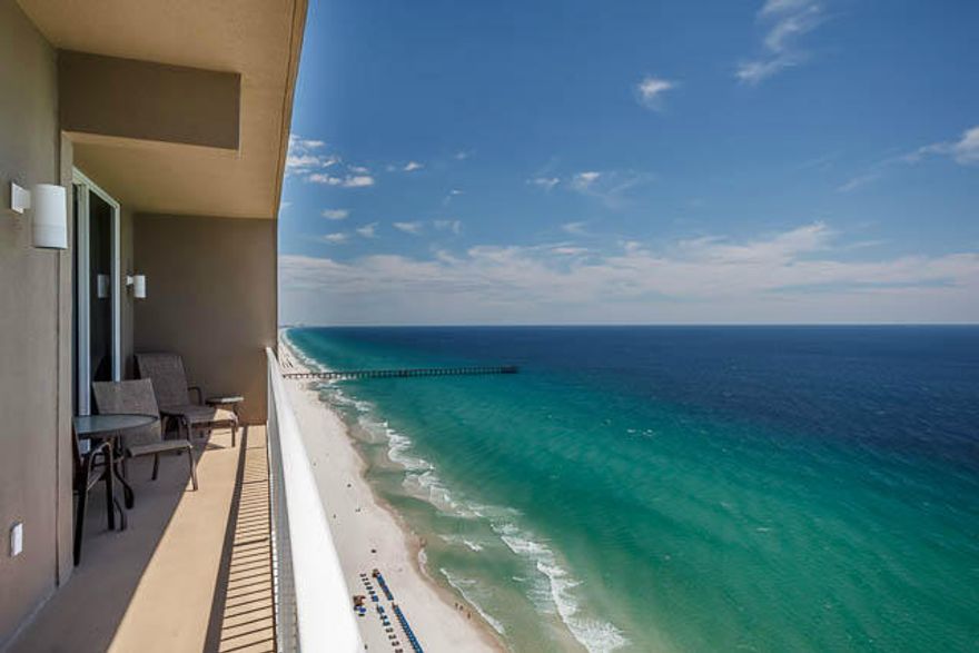 Penthouse living at its finest! Popular 'Type L' floor plan, unit 2912 is a PENTHOUSE level unit and features a full 150 sq ft of private balcony accessible from your Gulf front master bedroom and living area!! Storage unit 29-S7 also conveys with the sale! This tastefully decorated 1 bedroom, 2 bath includes a bunk room, giving the unit that 2 bedroom feel and quality. Gulf front condo is fully equipped for rentals and has a long rental history. Capture the high rental season as soon as you close! The kitchen features granite counter tops, stainless steel double sink, stainless steel appliances, loads of cabinet space and is fully stocked and rental ready. Tidewater Beach has 636' of gulf frontage and a wide variety of amenities. The location near Pier Park and the airport make this