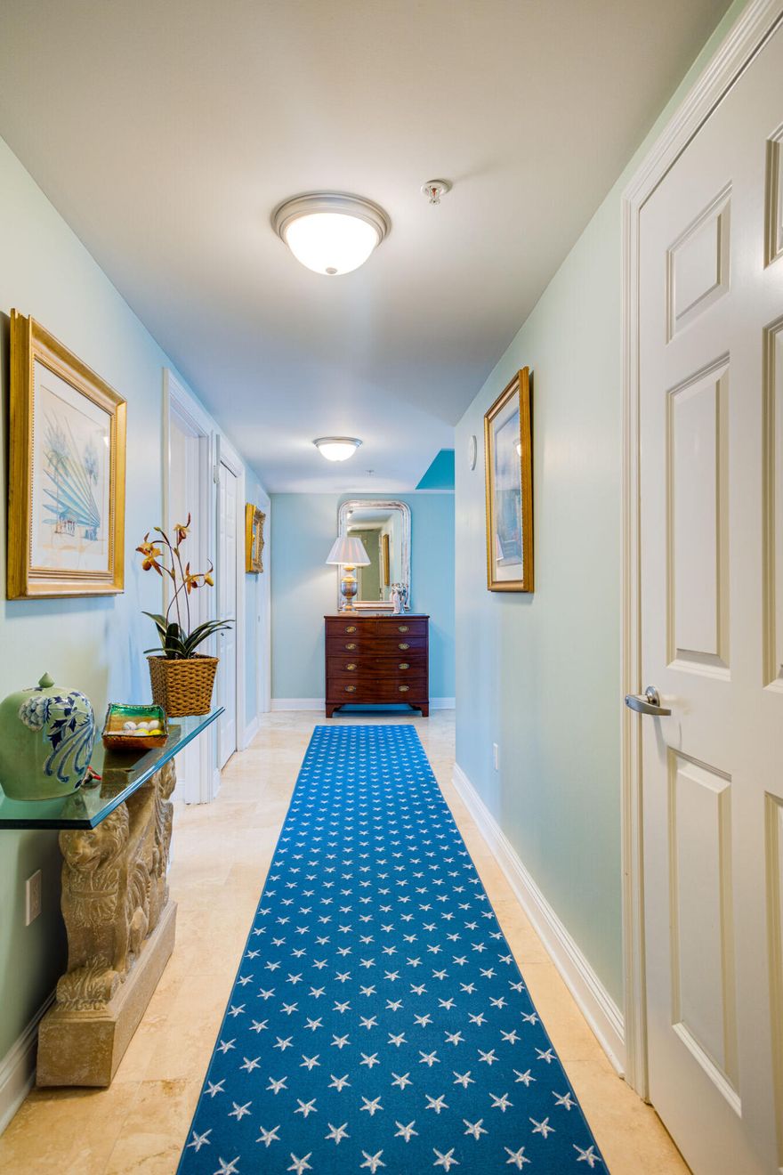 This 7th floor corner unit with a large wrap around balcony has beautiful golf course and gulf views. The furnishings are very elegant and the unit is being sold furnished with a few exclusions.  The kitchen has white cabinets, granite and stainless steel appliances. There is a small area off of the kitchen which can be used as additional dining space or another sitting area.  The master bedroom with beautiful gulf views opens onto the balcony and has a large walk-in closet.  A large master bath has double vanities, a spa tub and a separate shower. The two additional bedrooms also open to the balcony and have their own private baths. The owner has a deeded GOLF CART SPACE that can be purchased. There  is a fitness center and game room. Suites are available for rent for overflow guests.