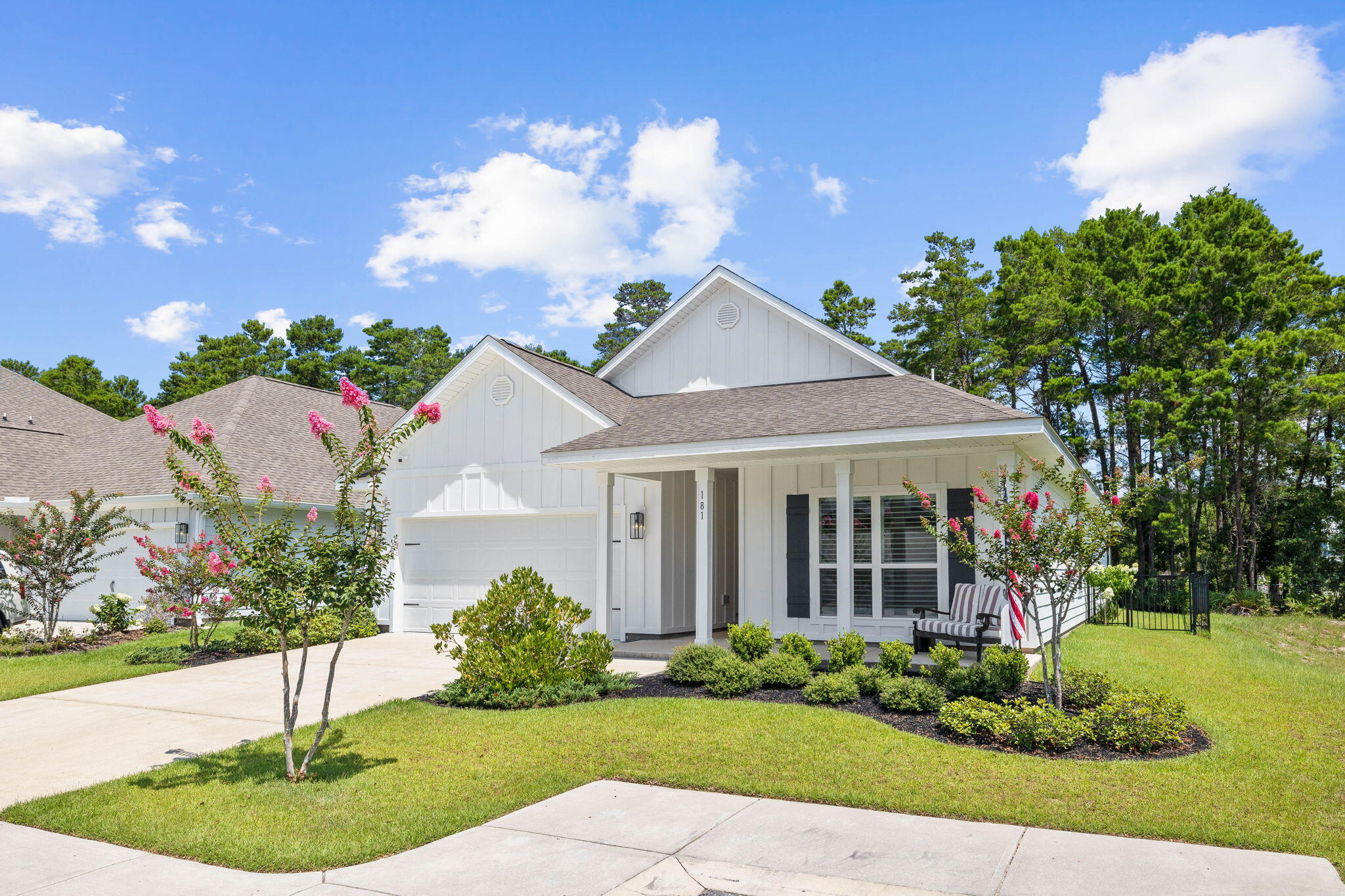 Welcome to Delray floor plan. This property offers an inviting atmosphere with its 9' ceilings, complemented by durable EVP flooring throughout the entire house. The modern kitchen boasts sleek stainless appliances, including a stove, microwave, and dishwasher. What sets this property apart is its prime location - situated on the best lot in the community, it offers views and tranquility with a charming pond right next to it. Enjoy the serenity and beauty of nature right at your doorstep. This Smart Home is constructed with 4 sided Hardie, aluminum fascia with vinyl sofits, a reinforced concrete foundation, weather resistant house wrap barrier, and dimensional shingles with a 30 year warranty.