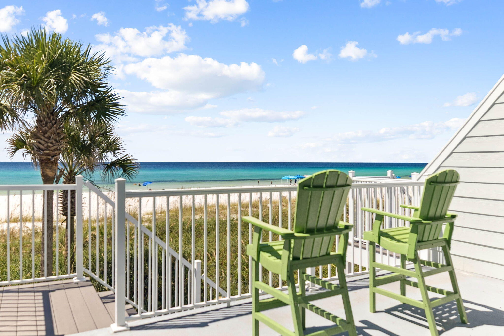 Capture an unmatched beachfront lifestyle located six minutes from 30A! This peaceful sanctuary on the water provides a spectacular view of the Emerald Coast. This stunning getaway can be a coastal escape for you and your family as well as a top-producing rental property. This property showcases a 270 SF beachfront deck allowing for direct access to walk out to the beach. Conveying fully-furnished, the unit also comes with a private garage space and covered parking space. Beautifully designed, the townhome displays a modern blend of indoor and outdoor living spaces. This exceptional townhouse enjoys a private beach with over 900 FT of protected beaches owned by the association. The development includes a community pool as well as recent exterior upgrades such as new HardiPlank siding, stairs, extended decks, and hurricane impact windows. Explore this sanctuary designed for relaxation, connection and unforgettable memories on the coast!