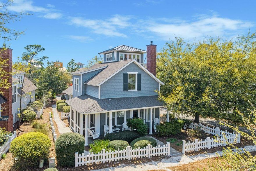 Nestled within the highly desirable community of WaterSound Beach behind the main gates, this iconic design and flawless interpretation of the Nantucket saltbox cottage offers a unique take on coastal design, decor and layout. Merely footsteps from the private sugar sand beaches of the WaterSound community, this 2,140 square foot three-bedroom home boasts three levels of interior space, plentiful porches and a darling interior sure to please primary, secondary and investment owners alike. Best of all, it is offered fully furnished with a golf cart, perfect for its next owners to create lifelong memories within.