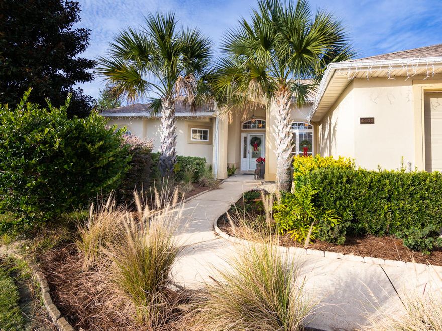 This gorgeous, 4 bedroom, 3 bath, pool home in the highly-coveted Chardonnay Estates neighborhood of Bluewater Bay is absolutely phenomenal. This home boasts a split floorplan, a family room and a formal living room complete with tray ceiling, wet bar (including wine fridge) and gas fireplace (both with their own doors leading out to the pool). The spacious, eat-in kitchen has a breakfast bar, plenty of cabinets, Corian countertops, a flat cooktop stove and stainless appliances, backsplash, deep pantry, and desk area. Other great features include a formal dining room, tile/hardwood flooring (no carpet) throughout, soaring ceilings, crown molding, built-in art displays, and more!