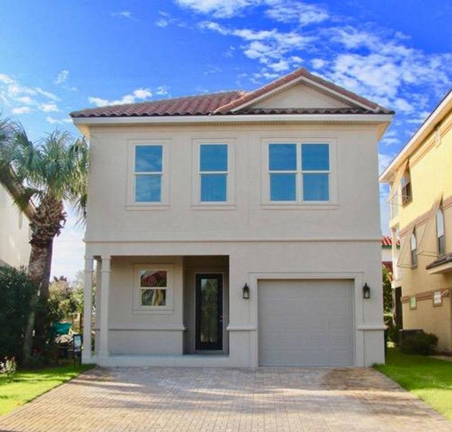 NEW CONSTRUCTION in Destin, Florida fully complete, with a certificate of occupancy and ready to move into as a full time residence, second home or as an income producing vacation rental. This home features subtle and classy architectural lines, a covered porch and a covered second floor balcony off the master suite, hardwood and tile floors, garage, and a fabulous Destin location within a short walking distance to the beach! The community features deeded beach access, tennis courts, and a community pool. Strong rental projections are available and this is an easy show.