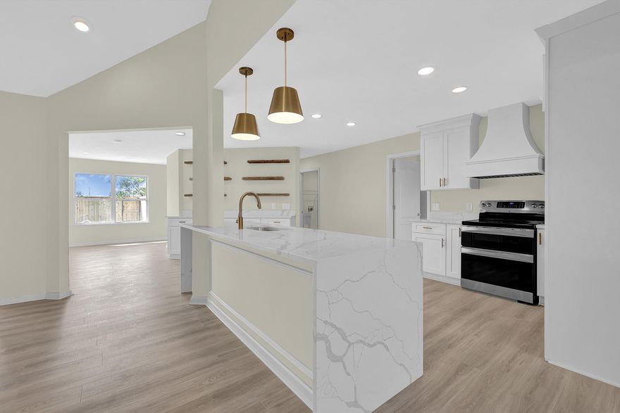 Conveniently nestled on the extremely quiet Titus Road in Panama City, this captivating residence offers an unparalleled blend of modern luxury and timeless elegance. Boasting 4 bedrooms, 2.5 bathrooms, 2 car garage, a bonus room, and a sprawling 2601 square feet of living space, this home is a haven of comfort and style. This home is a masterpiece of design, seamlessly blending classic Southern charm with contemporary vibes. The exterior exudes curb appeal, with its mature landscaping, welcoming porch, and stately presence. Step inside to discover a meticulously renovated interior. The spacious living areas are adorned with gleaming LVP floors, recessed lighting, and large windows that flood the rooms in natural light. The heart of the home, the kitchen, is a families dream come true. Featuring stainless steel appliances, custom cabinetry, waterfall quartz countertops, and a center island, it's a space that seamlessly combines functionality with style. Off to the side of the kitchen sits a huge walk inn pantry to keep all of your kitchen appliances and food stored away. Offering a split bedroom design; the four generously-sized bedrooms provide a peaceful sanctuary for rest and relaxation. Each room is adorned with ample closet space, and large windows that offer serene views. The bathrooms are appointed with high-end fixtures and elegant tiling. The master ensuite is a true retreat, boasting a walk-in shower, large walk-in closet and double vanities. Embrace the Florida lifestyle in your own oversized backyard. A sprawling .732-acre lot provides ample space for outdoor activities and gardening. The highlight is the inviting in-ground pool, perfect for cooling off on warm summer days or hosting unforgettable poolside gatherings. This meticulously renovated home at 5410 Titus Road is a rare find, offering a seamless blend of elegance, comfort, and modern amenities with LAND and has NO HOA! Perfect to park an RV, boat, build your own man cave or pole barn, etc. The possibilities are endless! This completely renovated home is USDA Loan eligible and also is less than 1 mile from a public boat ramp. Don't miss the opportunity to make it your own and experience the best that Panama City living has to offer. Schedule your showing today!