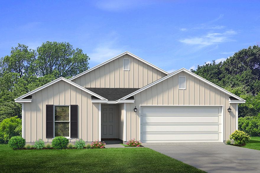 The Ryder floor plan is a single story 4 bedroom, 2 bath home. The interior of this home features vinyl flooring throughout the common areas with carpet in each bedroom, traditional 8' ceilings, Moen faucets, laminate countertops and quality paint on walls. The kitchen features shaker style cabinetry, stainless appliances include; dishwasher, stove and microwave as well as a corner pantry. Exterior features include Hardi Vinyl siding, steel garage door and front door, dimensional shingles with 25 year warranty, sodded lawn and landscaped at front entry.