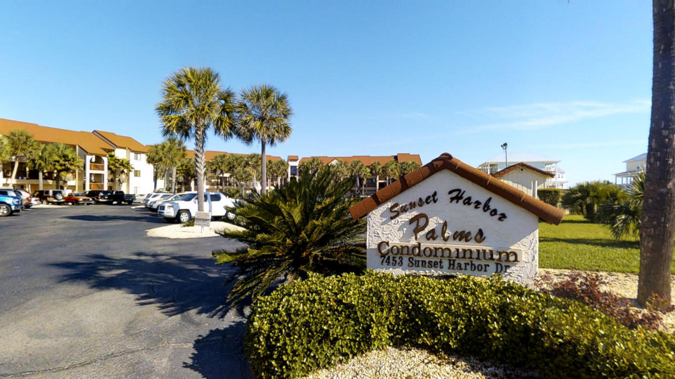 Where else can you OWN AN UPDATED, FULLY FURNISHED, BEACH VACATION GETAWAY FOR LESS THAN $180,000? Here's your chance! Well maintained with stainless steel appliances, In-Unit laundry, neutral paint, and newer tile floors. Open floor plan with a HUGE covered balcony perfect for morning coffee. With a Large bedroom plus a sleeper sofa this unit is spacious enough to comfortably sleep up to 4 people...or more. Enjoy the manyamenities of Sunset Harbor Condominiums including Private Beach, BBQ & Picnic Pavilion, and Private Dock; PLUS quick and easy access to the white sands ofNAVARRE BEACH and the Gulf of Mexico. Complex also offers on-site boat storage. Great for PRIVATE USE OR INVESTMENT PROPERTY. Buyer to verify roomdimensions