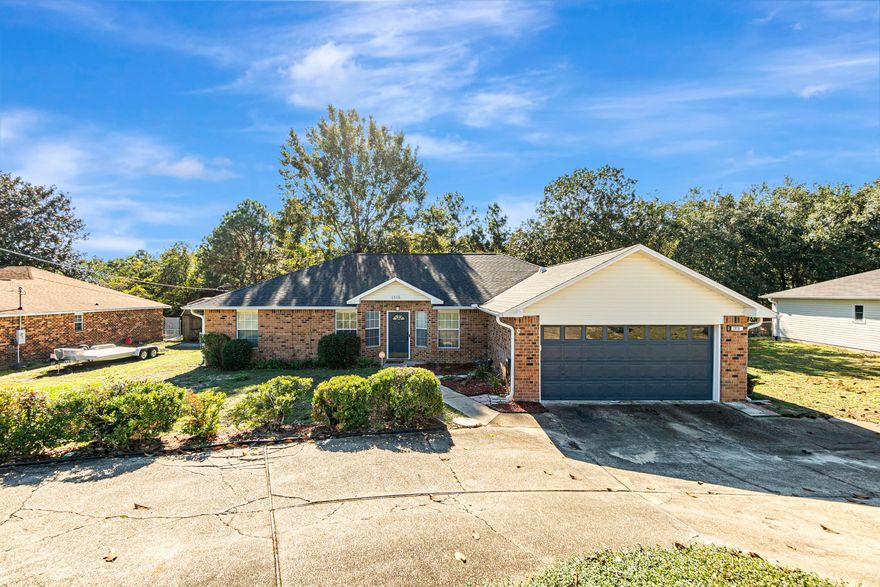 [ Investors, please note that Seller is currently not considering subject-to/creative financing arrangements ] **Assumable Loan Option Available! Buyers interested in an assumable loan can take advantage of a 2.9% interest rate. For further details, please contact the real estate agent directly.** Nestled in the desirable Countyview Estates neighborhood of South Crestview, this well-maintained 3-bedroom, 2-bath ranch home offers 1,816 square feet of inviting living space. Whether you're looking for comfort, style, or practicality, this home has it all, making it an ideal rental for families or those who love to entertain.

Upon arrival, you'll appreciate the rare double entrance driveway, providing ample parking and easy access. Inside, the home boasts an open concept layout with high ceilings and an abundance of natural light that creates a welcoming atmosphere. The spacious living room flows into a beautifully updated kitchen, featuring stainless steel appliances, sleek granite countertops, and a stylish backsplash.

The adjoining breakfast nook offers a cozy space for casual meals, while the separate formal dining area is perfect for hosting guests. This home also features a versatile flex room, ideal for a home office or playroom, giving you the flexibility to tailor the space to your needs.

Throughout the home, you'll find stunning travertine tile flooring, oil-rubbed bronze lighting, fixtures, and hardware, all adding to the home's elegance and charm. The private master suite is a true retreat, featuring a spacious ensuite bathroom with double vanities, a separate tub and shower, and his-and-her walk-in closets for plenty of storage. Two additional well-sized bedrooms offer ample space for family or guests, and the second bathroom has been thoughtfully updated with a modern vanity and fixtures.

Outside, the oversized backyard is an entertainer's dream. Step out onto the new, large deck and enjoy peaceful views of the mature trees and expansive yard. Whether you're hosting a BBQ or enjoying a quiet evening, this outdoor space is perfect for relaxation and entertainment.

Additional upgrades include a new roof, AC unit, water heater, and a full-home water softening system. This home is truly move-in ready, with all the features and upgrades you've been looking for.
Located south of I-10, you're just minutes from all the shopping, dining, and conveniences that Crestview has to offer. With all of these incredible features and a competitive price, this home won't last long. Don't miss your chance to make it yours - schedule a showing today!
