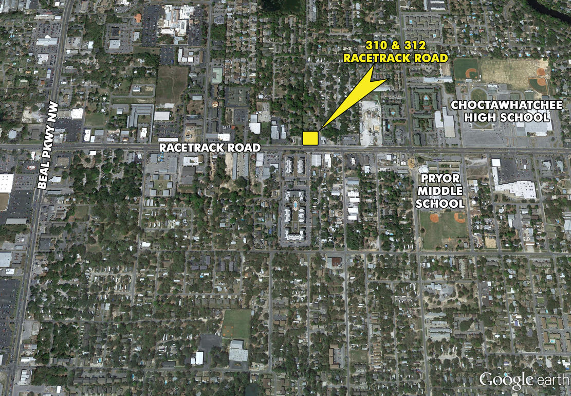 Prime assemblage of (3) contiguous parcels, flanked by two high visibility corners along the Racetrack Road corridor, close to Ft. Walton Medical Center and Eglin Air Force Base. The site offers excellent ingress and egress with a turn-in lane and median crosscut from the heavily traveled thoroughfare. The three subject parcels are that of Okaloosa County, Florida record.