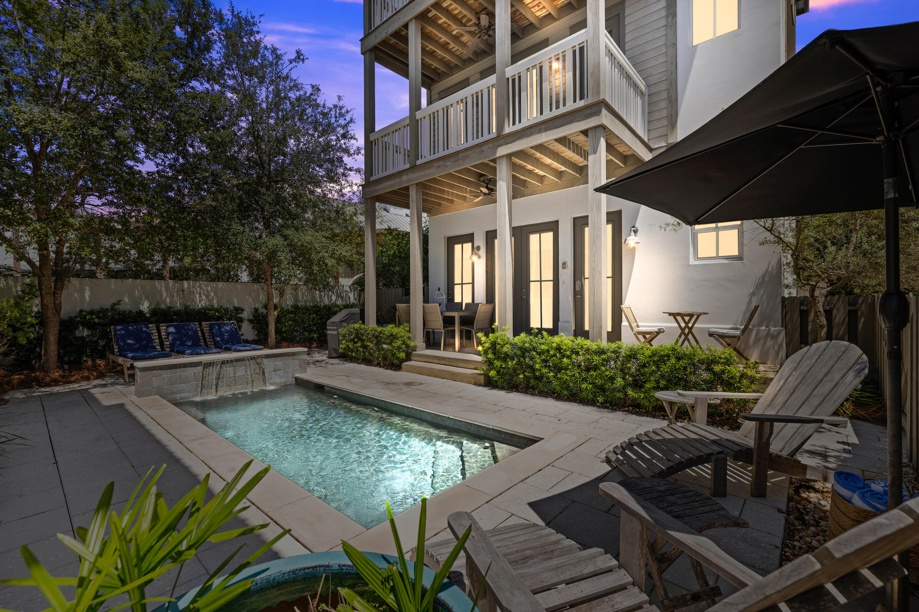 Welcome to the exceptional Costa Carina, an exceptional community bordering Rosemary Beach. 'Apres Beach' offers an exquisite blend of modern elegance and inviting warmth, just a stone's throw from the Gulf of Mexico's stunning shores. Currently on a rental program with all booking and furnishings to convey.This coastal designed sanctuary features five spacious bedrooms and four and one half baths; including a separate carriage house. One of the standout features of Apres Beach is its expansive outdoor terrace, complete with an infinity-edge pool that seamlessly integrates indoor outdoor living. The charming cabana area, equipped with a full outdoor kitchen, is perfect for entertaining guests or enjoying peaceful evenings under the stars.
Direct beach access is mere steps away, allowing you to indulge in sun-soaked days and evening strolls along the sugary white sandy Emerald Coast. The property is further enhanced by a private community feel yet conveniently located just moments from Rosemary Beach.
Offering on-site parking for 3 vehicles, plus 6 complimentary adult bikes exploring the local shops, dining spots, and entertainment of Rosemary Beach is a breeze!
HOME HIGHLIGHTS:
-5 minute walk to the Gulf
-Private pool **Pool heating is available for this property for $25 per day**
-Spacious balconies
-Carriage House
-Private gated courtyard
-6 adult bikes
-2 dedicated parking spots
-Steps from Rosemary Beach
-2 Gas Grills
-Beach Gear
BEACH ACCESS
Three access points, just a short walk or bike from the home:
1. Inlet Beach Public Access. This access has parking, restrooms, and lifeguards during peak season. Located at the end of South Orange Street about 200 yards south of US Hwy 98. Inlet Beach Regional Access is the largest county access and features three dune walkovers and 117 parking spaces. This beach access is one of our personal favorites and a short bike ride away!
2. Winston Lane Public Access. Located less than .3 away. This access is on the western border of Inlet Beach where it meets Rosemary. There is not public parking available, but plenty of bike racks if you choose to ride a bike.
3. Wall Street Beach Public Access. This access is at the end of South Wall Street. About 200 yards east of the intersection of Scenic 30A and Hwy 98, turn south on to South Wall Street then proceed two blocks to the dead end at the gulf. There is no parking but there is plenty of parking, along with restrooms and outdoor showers about 1/4 mile east at the Inlet Beach Access.