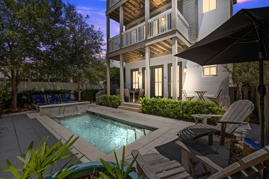 Welcome to the exceptional Costa Carina,  an exceptional community bordering Rosemary Beach. 'Apres Beach' offers an exquisite blend of modern elegance and inviting warmth, just a stone's throw from the Gulfs stunning shores. Currently on a rental program with all booking and furnishings to convey.This coastal designed sanctuary features five spacious bedrooms and four and one half baths; including a separate carriage house. One of the standout features of  Apres Beach is its expansive outdoor terrace, complete with an infinity-edge pool that seamlessly integrates indoor outdoor living. The charming private courtyard is perfect for entertaining guests or enjoying peaceful evenings under the stars.

Direct public beach access is mere steps away, allowing you to indulge in sun-soaked days and evening strolls along the sugary white sands of the Emerald Coast.  The property is further enhanced by a private community feel yet conveniently located just moments from Rosemary Beach.

Offering on-site parking for 3 vehicles, two garages,  plus 6 complimentary adult bikes exploring the local shops, dining spots, and entertainment of Rosemary Beach is a breeze!

HOME HIGHLIGHTS:
-5 minute walk to the Gulf
-Private pool **Pool heating is available for this property for $25 per day**
-Spacious balconies
-Carriage House
-Private gated courtyard
-6 adult bikes
-2 dedicated parking spots
-Steps from Rosemary Beach
-2 Gas Grills
-Beach Gear

BEACH ACCESS
Three access points, just a short walk or bike from the home:

1. Inlet Beach Public Access. This access has parking, restrooms, and lifeguards during peak season. Located at the end of South Orange Street about 200 yards south of US Hwy 98. Inlet Beach Regional Access is the largest county access and features three dune walkovers and 117 parking spaces. This beach access is one of our personal favorites and a short bike ride away!

2. Winston Lane Public Access. Located less than .3 away. This access is on the western border of Inlet Beach where it meets Rosemary. There is not public parking available, but plenty of bike racks if you choose to ride a bike.

3. Wall Street Beach Public Access. This access is at the end of South Wall Street. About 200 yards east of the intersection of Scenic 30A and Hwy 98, turn south on to South Wall Street then proceed two blocks to the dead end at the gulf. There is no parking but there is plenty of parking, along with restrooms and outdoor showers about 1/4 mile east at the Inlet Beach Access.