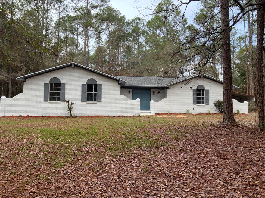 Professional Renovated 4-bedroom 2.5 bath home on 2.25 acres on a quite dead-end street just waiting for a new owner.  The renovations included new roof, lighting/fans, kitchen cabinets/tops, and SS appliances including refrigerator, LVP flooring throughout home, re-glazed tubs with new vanities and tops.  Popcorn ceiling removed and retextured.  Home was painted inside and out.  The open concept living kitchen area is great for entertaining, with an oversized island.  The home also offers a second living area for kids and the sports fan.  Just a few miles north of Crestview High School.  All work was done or contracted out by an experienced, knowledgeable & successful rehab professional.