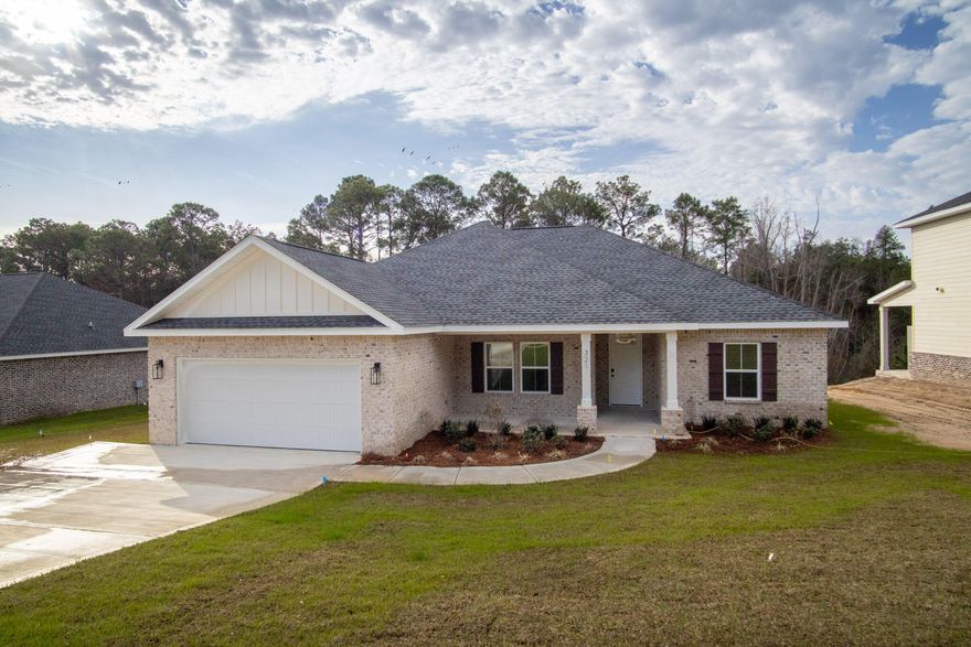 Completed New Construction in South Crestview - Backs to Proposed County ParklandNewly finished 4-bedroom, 2-bath home on a spacious, partially wooded homesite in a South Crestview development. Built with brick and Hardie exterior and featuring an open floor plan. Includes a Tankless Rinnai water heater. The property borders land recently purchased by the county, with a proposed public park planned. Convenient location with access to Hwy 85, I-10, Crestview Commons, medical offices, and local services.