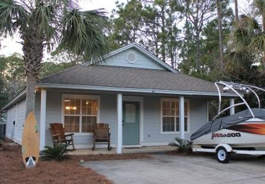 This cottage style home is located in the heart of Santa Rosa Beach & is within 2 miles of public beach access and Gulf Place for entertainment. Cessna Landing boat launch and park are right around the corner within half a mile. Open concept LR, DR, and kitchen. House is neat as a pin and has been very well maintained. Nice size back yard, front porch, and screened back porch.