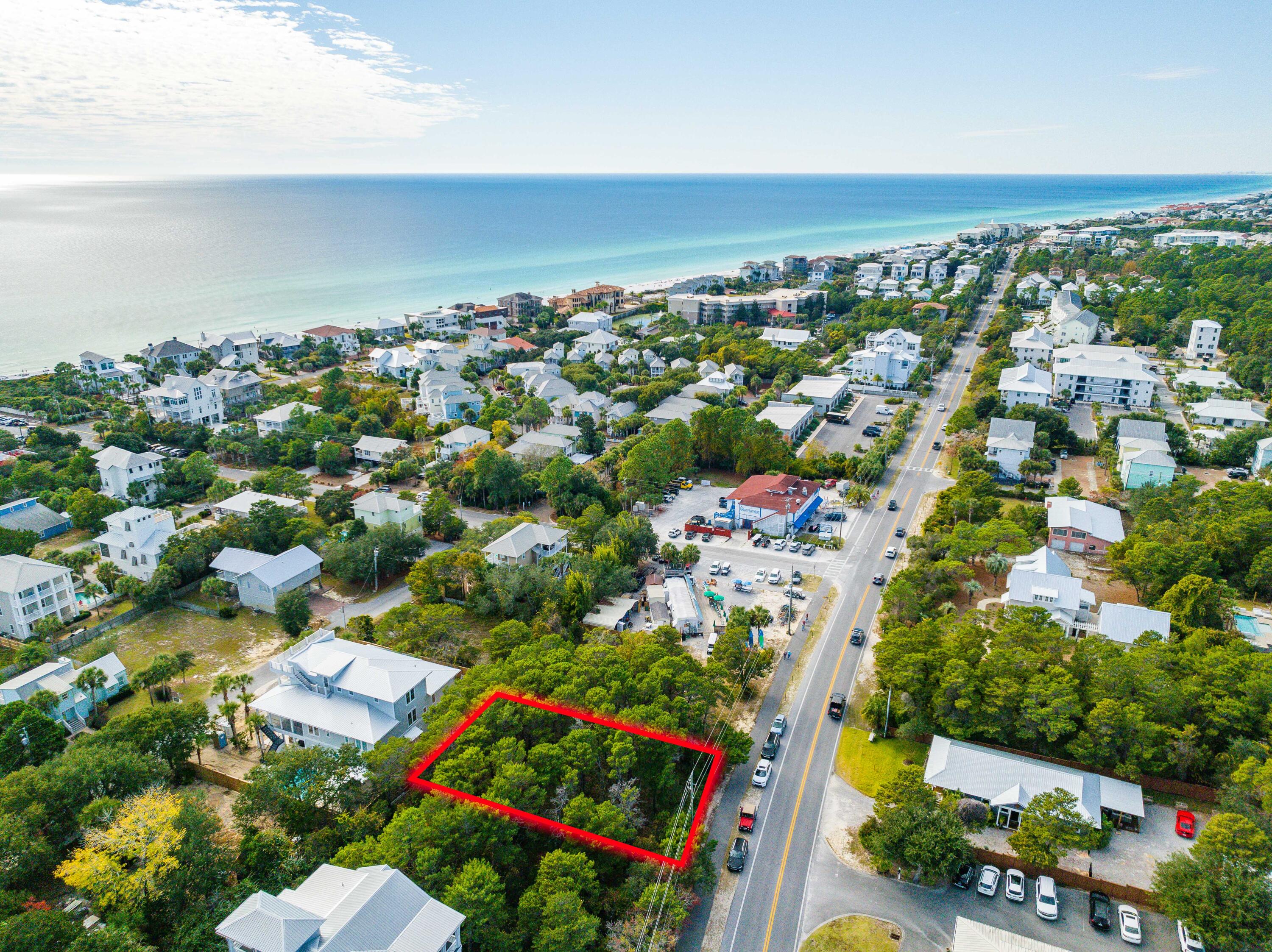 Excellent opportunity to own this high and dry .21 acre lot, with valuable 30a frontage, zoned for either residential or neighborhood commercial use. This large lot is a short walk to the neighboring Gulfview Heights Regional Beach Access, Goatfeathers & Shunk Gulley Restaurants, and the many shops at Gulf Place.