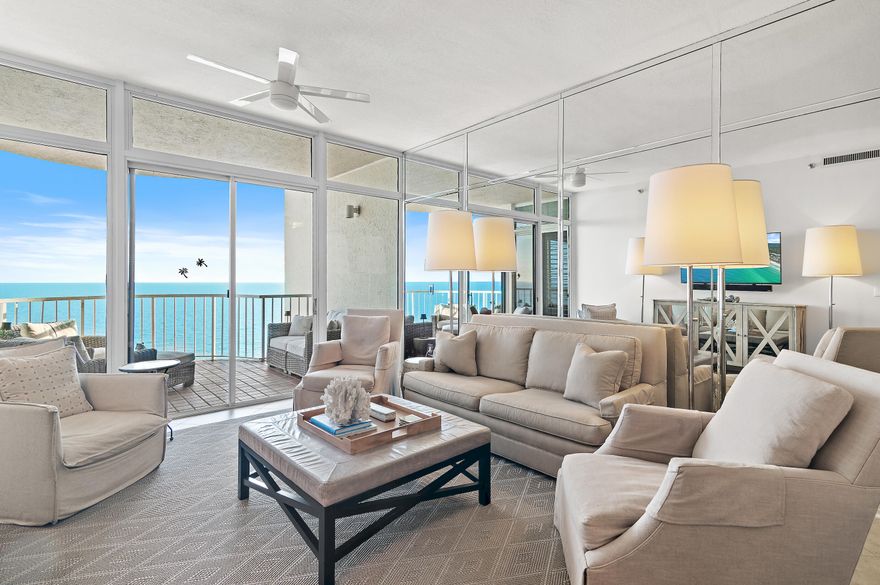 ***STUNNING GULF VIEWS ***PENTHOUSE-LEVEL***18TH FLOOR WITH 10' CEILINGS ***COMPLETELY REMODELED*** FULLY FURNISHED GATED COMMUNITY WITH PRIVATE LOW-DENSITY BEACH***Welcome to Gulfside 1804 at Hidden Dunes Beach & Racquet Resort -- 9815 US Highway 98 W, Unit 1804, Miramar Beach, FL. Perched on a premium floor in a premium location within the building, this rare 18th-floor, penthouse-level residence is a truly special offering -- opportunities like this in Gulfside don't come along often.The moment you step inside, the experience is immediate: Gulf views on the horizon framed by a wall of windows, paired with a sense of elegant arrival created by a beautiful statement chandelier over the dining area. The home has been professionally designed and curated by the award-winning   interior design team of Richard Tubb Interiors (Birmingham, Alabama), with a refined coastal aesthetic that feels elevated, bright, and timeless.
Positioned on the 18th floor with soaring 10' ceilings, this beautifully remodeled 2-bedroom, 2-bath condo features tile flooring throughout and an open living/dining layout designed to maximize natural light and breathtaking views. The updated kitchen offers quartz countertops and custom wood cabinetry, blending clean coastal style with everyday functionality. The dining area seats six, with additional seating at the breakfast bar, making it ideal for relaxed entertaining.
A large private balcony creates seamless indoor-outdoor living and delivers sweeping 180-degree panoramic views with unobstructed seasonal sunrise and sunset vistas. As you approach your front door on the north side, you'll also enjoy bay views, a special bonus that highlights how uniquely positioned this residence is.
The primary suite is a true retreat with a king bed, direct balcony access, and a remodeled en-suite bath featuring double vanities and a beautiful walk-in shower. The spacious guest bedroom offers comfort and privacy, complemented by a beautifully updated guest bathroom that feels just as polished and spa-like  perfect for hosting family and friends.
This condo conveys TURNKEY AND FULLY FURNISHED  move-in ready from day one. While not currently on a short-term rental program, it offers strong potential for excellent rental income. A separate washer/dryer area adds convenience for full-time living, second-home ownership, or extended stays.
Gulfside owners and guests enjoy an exclusive amenity set including a heated private pool, baby pool, hot tub, fitness center, and covered garage parking reserved for Gulfside. The building is pet-friendly for owners, completed its Phase One Milestone Inspection, and underwent a major renovation in 2019.
Hidden Dunes is a lush gated 27-acre resort with lighted walking paths, fountains, and one of the most desirable features on the Emerald Coast  a private, low-density beach with no roads to cross. Community amenities include tennis and pickleball courts, a staffed pro shop with lessons and organized play, a basketball court, fishing lake, and multiple pools. Centrally located in Miramar Beach, you're minutes to dining, shopping, golf, and recreation  perfectly situated between Destin and 30A.
Rare, refined, and ready to enjoy  call to schedule your private showing: 205-253-5410.

