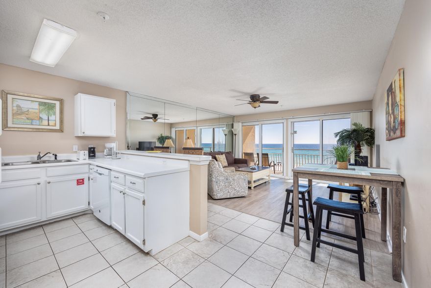 Crystal Sands is located in the highly sought out vacation spot of Crystal Beach. This 1 bedroom condo with a sleeper sofa and bunks built into the hallway is very spacious, sleeps 6, and has stunning gulf front views. You are within walking distance or a short drive to plenty of restaurants and shopping which is a bonus. Private beach access as well and an onsite pool and easy access to the beach using the boardwalk. Peace and tranquility at its finest!