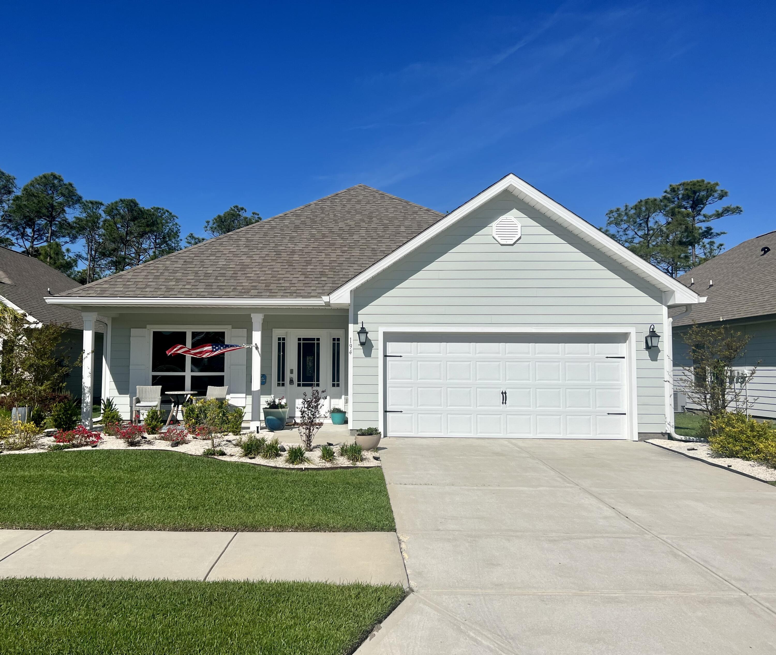 2 Years Old, Meticulously Cared for & Beautifully Landscaped 3 Bed w/Den (Could easily be 4 Bed) 2 Bath Hm backing up to the Privacy of Woods w/Plenty of Space for a Large Pool! You are welcomed by a Large Foyer & Den w/10' Tray Ceilings. Spacious Kitchen w/White Cabinets, Granite Counter Tops, Crown Molding, Island w/Breakfast Bar & Stainless Steel Appliances. Kitchen flows into Large Great Rm w/10' Tray Ceiling. Master Suite Also w/10' Tray Ceiling, Barn Door leading to Garden Tub, Separate Shower, Dbl Bowl Sinks & WIC. 2 Addl Beds w/their own WIClosets! Rear Screened in Porch overlooks Private Lot backing up to Forest that can even overlook your Large Future pool! Smart Hm w/ Security & Sprinkler System, Landscape lights & Gutters! This home is a MUST SEE & SHOWS LIKE MODEL HM!