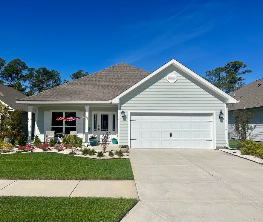 2 Years Old, Meticulously Cared for &  Beautifully Landscaped 3 Bed w/Den (Could easily be 4 Bed) 2 Bath Hm backing up to the Privacy of Woods w/Plenty of Space for a Large Pool!  You are welcomed by a Large Foyer & Den w/10' Tray Ceilings.  Spacious Kitchen w/White Cabinets, Granite Counter Tops, Crown Molding, Island w/Breakfast Bar & Stainless Steel Appliances.  Kitchen flows into Large Great Rm w/10' Tray Ceiling.  Master Suite Also w/10' Tray Ceiling, Barn Door leading to Garden Tub, Separate Shower, Dbl Bowl Sinks & WIC.  2 Addl Beds w/their own WIClosets!  Rear Screened in Porch overlooks Private Lot backing up to Forest that can even overlook your Large Future pool!  Smart Hm w/ Security & Sprinkler System, Landscape lights & Gutters! This home is a MUST SEE  & SHOWS LIKE MODEL HM!