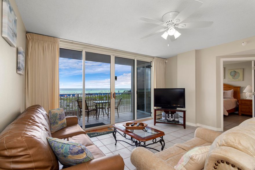 REDUCED PRICE! Have your own piece of beach paradise with this beautiful 2nd floor unit with panoramic Gulf view. Park on the second deck and never have to wait on the elevator. Covered parking on the ground level and you are just seconds to your unit. Tile flooring throughout for easy maintenance and plenty of storage. This beautiful condo comes freshly painted, fully furnished and is turn key ready to rent or use as a second home. Amenities include swimming pool, exercise room and BBQ grills. Rental Projection in documents. Come and see why everyone is talking about Okaloosa Island and all the new development taking place. So Many wonderful attractions for the whole family.