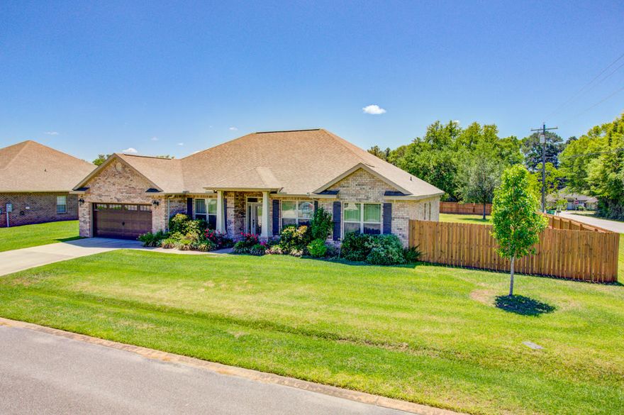 IMMACULATE home built by Watree is Gorgeous Inside and OUT! Sitting on a level 1/2 Acre corner lot with mature landscaping, privacy fenced back yard, sprinkler system, and UPGRADES galore inside! Located in North Crestview away from all the traffic yet convenient to schools, restaurants, and grocery stores. 4 Bedroom, 3 Bathroom, 2,400+ sq.ft. is MOVE-IN ready! Step into your tiled Foyer with Dining Room on your left and Den/Office on your right. Living Room features a lighted tray ceiling, laminate wood flooring and opens up to the kitchen and breakfast nook with tiled flooring. Chef's DREAM kitchen with granite counters, double ovens, smooth cooktop, soft close drawers, tumbled stone backsplash, and breakfast bar. SCHEDULE YOUR VIEWING TODAY! Private Master Suite with tray ceiling and laminate wood flooring.  Master Bath with Double vanity, soaker tub, separate shower, and walk-in-closet.  On the other side of the house is bedrooms 2 and 3 which share the 2nd Full Bathroom with cultured marble Double Vanity.  Bedroom 4 and 3rd Full Bathroom are located at the back of the house and is a perfect private Guest Suite with quick access to the Back Porch.  Enjoy your lush green back yard sitting under the covered back porch and plenty of room to add a pool. Whole house surge protector (located next to the circuit breaker box in the garage), and a separate surge protector for the outside A/C unit (located on the outside power box to the A/C unit). Seller is offering a $450 home warranty and help with some closing costs. Buyer to verify all information important to them as square footage and school information taken from public information.