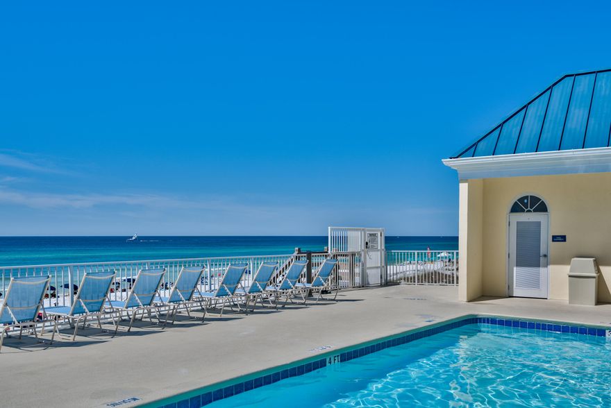 Gulf Views! Welcome to Sail Aweigh in the highly sought after Leeward Key, a stunning updated 2 bedroom, 2 bathroom first-floor east-end unit offering effortless access to the pristine white sands of the Gulf. This inviting retreat boasts elegant tile flooring throughout, no carpet, and a spacious primary suite featuring double vanities and a cozy sitting area. Surprising gulf views from the living room and primary bedroom! Enjoy an array of top-notch amenities, including 100 feet of private beachfront, two sparkling pools (one heated directly on the beach!), a fitness center, a community gathering room, and convenient gas grills by the north pool. Ideally situated near premier shopping and dining, this charming property is the perfect beachside escape. Sold fully furnished!