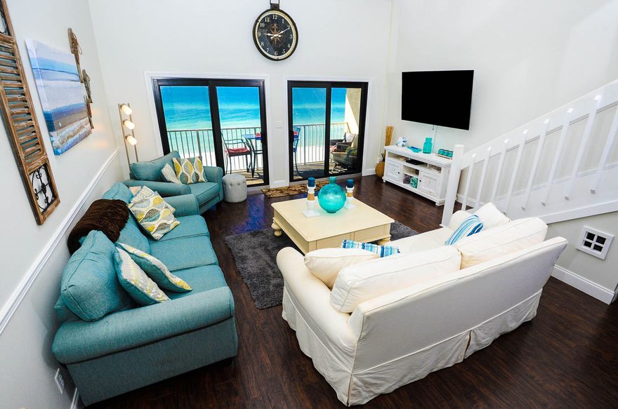 Crystal Villas is in one of the best locations in Destin. This Gulf front complex had wonderful big open Gulf front views and is within walking distance of Destin Commons Mall and many shops and Restaurants. This unit has been redone with new appliances and kitchen countertops and has a comfortable and up scale feeling. You will feel at home the minute that you enter. The spacious first floor boast a high ceiling that makes the space even more invitingly large. There is one master on the main floor and a second bedroom and a loft bedroom upstairs. The views from the living room are spectacular with out even going out on the balcony. But the view from the balcony are even more spectacular. There will be sunset views year around. Rental income on this unit should be well in excess of $50k.