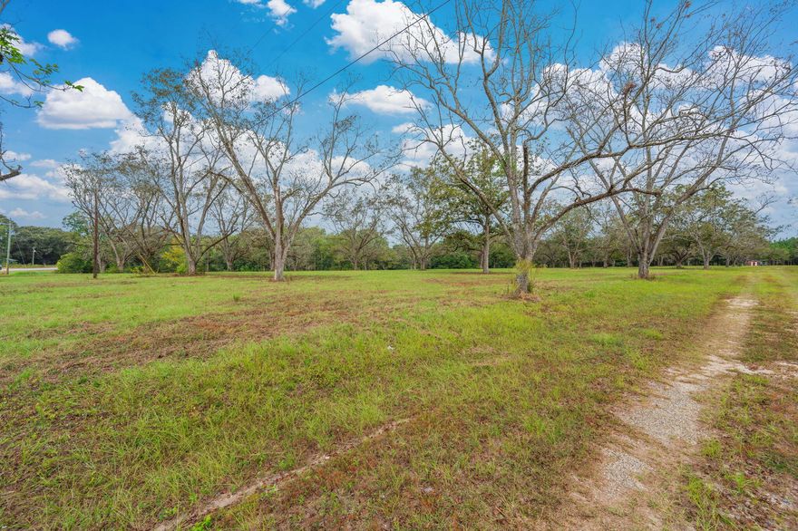 This agricultural zoned land offers an established pecan orchard featuring over 80 mature trees, drive through the center of property, 9 plus acres of pasture, utilities include water, sewer, and power already in place. Property offers a pond, additional flowing water areas and an abundance of wildlife including turkey and deer that call this land home. Seller has already in place hunting lanes throughout the property to include a cleared pasture area to use for hunting or animals and livestock. Rear of property is wooded to allow for privacy and hunting. This type of property is the piece you have been looking for to have a place to use as weekend getaway, make your own farm with hunting, or to build your dream home on! **DO NOT GO ON PROPERTY WITHOUT APPOINTMENT - IT IS HUNTING SEASON!