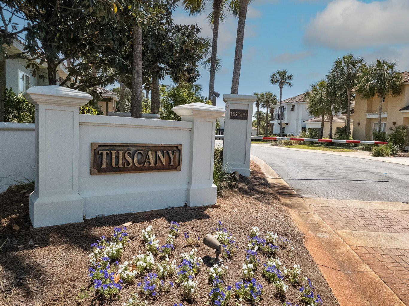 Welcome to 107 Tuscany Drive, a beautifully maintained home in the gated Tuscany community of Destin, offering style, comfort, and peace of mind. Residents enjoy a sparkling community pool and the security of no short-term rentals allowed. Over the past decade, this property has been thoughtfully updated, including a fully refreshed kitchen with upgraded countertops, new sink, garbage disposal, faucet, stove, refrigerator, microwave, and dishwasher. Bathrooms have been enhanced with new faucets, toilets replaced within the last five years and a new shower in the primary bathroom. Additional improvements include new shutters, exterior paint, a Racchio remote-controlled sprinkler system, a new hot water heater, and a fenced backyard perfect for outdoor living. A recent 4-Point Inspection is available, along with transferrable termite protection-(Southland Termite coverage was from 2015-2024) Bryan's Termite Sentricon with one year prepaid service for 2025, plus ongoing pest control and lawn/shrub treatments. This well-cared-for home offers both curb appeal and worry-free ownership in a prime location near shopping, dining, and the beach.
