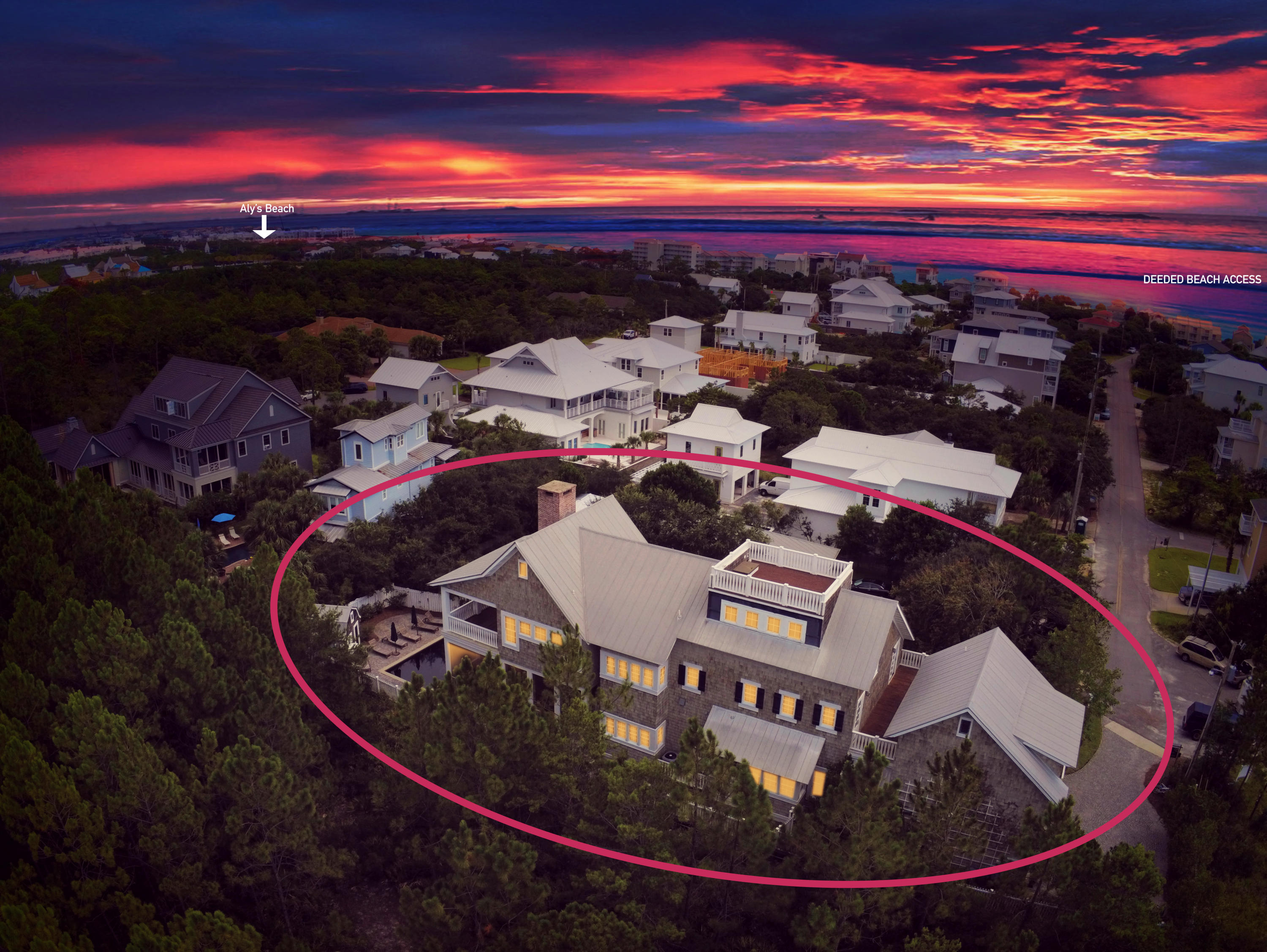 Located at the end of a cul-de-sac with a 175ft wooded buffer providing a sense of seclusion, this gambrel style home is situated in the perfect location less than 1,000 ft from its deeded beach access. This 6 bedroom, 5.5 bath, 5125 square foot home is complete, delivering precision around every corner. Upon entering this exquisite home with it's spacious open floor plan you will be amazed. This home offers a gourmet kitchen that will meet any chef's dream also accompanied by a beautiful custom breakfast nook and bar. The oversized laundry room is a must see, complete with custom storage bins and a built-in desk. The guest suite bedroom is also located on the first floor which is complete with a full bath.