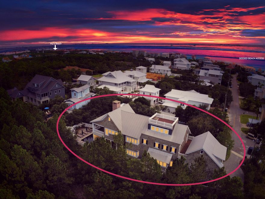 Located at the end of a cul-de-sac with a 175ft wooded buffer providing a sense of seclusion, this gambrel style home is situated in the perfect location less than 1,000 ft from its deeded beach access. This 6 bedroom, 5.5 bath, 5125 square foot home is complete, delivering precision around every corner. Upon entering this exquisite home with it's spacious open floor plan you will be amazed. This home offers a gourmet kitchen that will meet any chef's dream also accompanied by a beautiful custom breakfast nook and bar. The oversized laundry room is a must see, complete with custom storage bins and a built-in desk. The guest suite bedroom is also located on the first floor which is complete with a full bath.