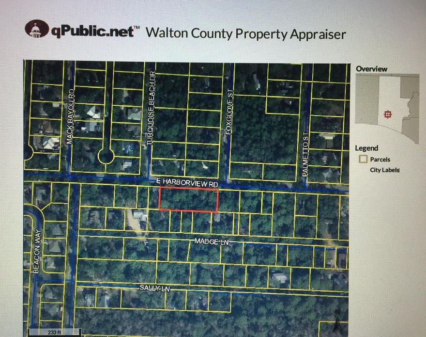 Opportunity to invest in a great lot. The large 235' x 100' parcel with potential to subdivide into as many as 4 residential lots (50'+ x 100') in the Turquoise Beach area of Mack Bayou. Sought after location convenient to Hwy 30-A Public Beach Accesses, Tops'l State Park, Sacred Heart Hospital, Grand Blvd shops & restaurants, Publix Grocery and Silver Sands Outlet Mall. The lot is dry with mature trees. Recent Survey completed.