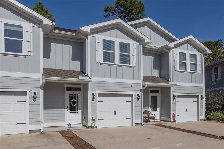Beautifully Decorated, fully furnished, turn-key townhome in a quiet cut-de-sac neighborhood close to shopping, dining and the 30A beaches!  This like new townhome boasts 9' ceilings, granite countertops, upgraded stainless steel appliances and perfect finishing touches to make this a perfect place to call home. This home comes standard with a Smart Home Technology package to include KwikSet keyless entry, sky bell doorbell, automated front porch lighting and more, making your townhome ready to connect to your smart device so that you are always able to see the status of your home.