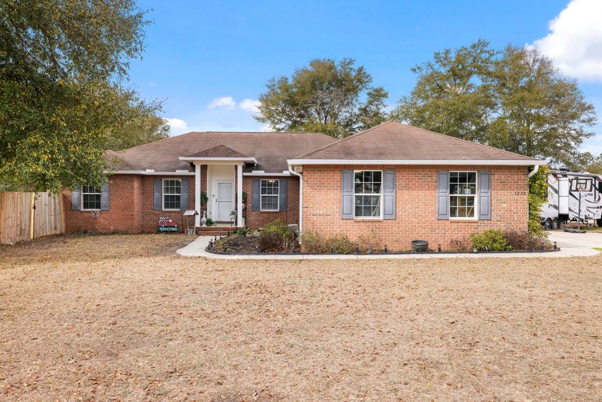 Charming Southern 4-bedroom, 2-bath home with dedicated office and a true country-living feel! Nestled on a full acre.  NEW ROOF (dimensional shingle) exotic black to be installed March 7th.  You'll absolutely love this open living/dining area concept, that flows seamlessly into the kitchen, which boasts custom white cabinets with new hardware, new granite countertops, custom tongue and groove installed on the back kitchen bar, ceramic farm sink, refrigerator 2025, and dishwasher in 2024. Premium LVP flooring was installed throughout the home in 2022, helps greatly if you have allergies.  Enjoy peaceful surroundings, comfortable living spaces and the perfect blend of charm and functionality. Never worry about power loss for any reason!  Top Brand Generac Full House generator was installe in 2023. This split floor plan provides plenty of windows, bringing in natural lightning to all the rooms.  The master suite provides a luxurious retreat, large enough for a small sitting area and you'll enjoy the new rustic accent wall. The Master Bath Suite boast dual vanities, a separate tub, separate shower and his and hers walk-in-closets.  Thoughtful details abound, laundry room with cabinets, LED lights, and the flooring is a premium 12inch LVP. Outside is your personal oasis, boasting a covered patio with a new 80inch ceiling fan, extra patio pad poured the length of the house in 2025, premium finishes, the entire back yard is privacy fenced with several gates, including a triple medal gate, powered chicken coop and an expansive covered run designed for both chickens and turkeys.  Both currently reside at this beautiful home.  The seller made sure travelers and campers are taken care of, he added a 50V AMP to provide full function for any RV. The driveway can easily hold 8 vehicles and there's plenty of room for a boat as well.  Summer is around the corner, don't worry, an above ground pool was placed into the ground for easy entrance and exit. If you like having a small garden, then you're ready to start planting with three custom raised garden beds. This home has everything and is perfect for family gatherings.  If you hurry, the seller might leave you a turkey and a few chickens.  Call today, this home won't last long!  Don't forget the new roof will be a new color with premium dimensional shingle and shutters will be painted. 