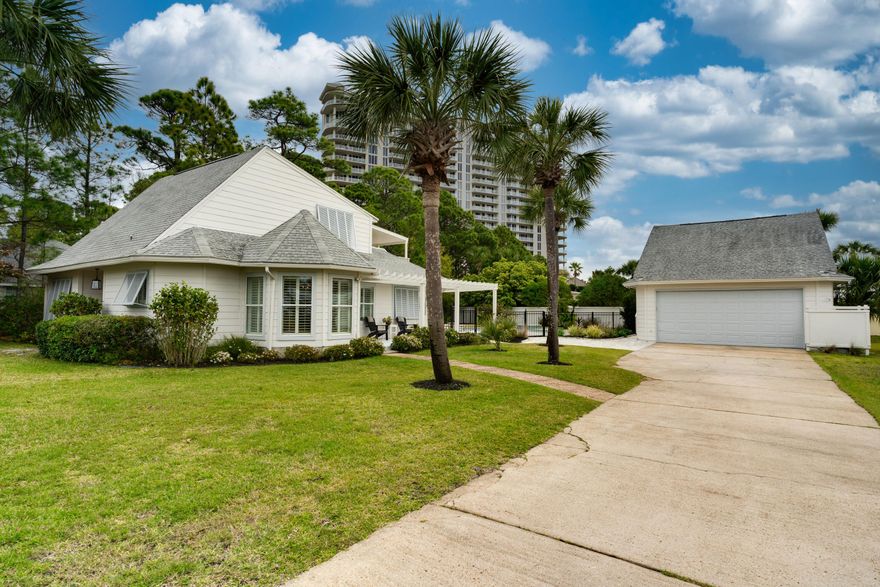 Beautiful beach home steps from the white sand beaches and emerald green waters of the Gulf of Mexico. Gulf Pines is a hidden gem in the heart of Miramar Beach. 3BR/ 3BA Home with a 1BR/1BA apartment over garage. Private salt water pool with jacuzzi. Over 1300 ft of private beach and a covered pavilion.
