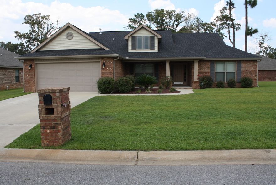 Pool and tennis courts just steps away! You have full access to both when you rent this property! This home has it all with 2300 sq feet, 4 bedrooms and 2 baths, and a two car garage. As you enter into the tile entryway, you will love the open floor plan, 10 foot ceilings, bull nose corners, beautiful dining room, and living room with plant ledges and space galore. The kitchen features granite counter tops, breakfast bar, tile floors, eat in area, large pantry, brushed nickel pulls and stainless steel appliances including, built in microwave, dishwasher, glass top stove/oven, and side by side fridge. This home has a split floor plan with the master bedroom measuring 17 x 18! The master bedroom is carpeted, with ceiling fan, trey ceiling, and double closets. The master bath has double vanities, brushed nickel pulls, and a fabulous walk in, open tile shower with double heads. All three additional bedrooms have ceiling fans and are large rooms with spacious closets. The backyard is completely privacy fenced, with an in ground sprinkler system and a brick covered porch.