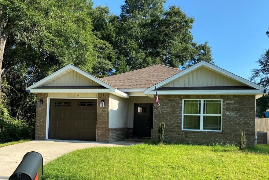 Nice quite location for this 3 bedroom 2 bath home on a cul-de-sac.  New subdivision located about 5 minutes north of Crestview.  LVP through out the main living area.  Kitchen comes with very large pantry and stainless appliances.  The 3 bedroom are carpeted. Main suite has plenty of room for your oversized bedroom furniture, a large walk in closet, full size  tub/shower unit, and large 20x20 tile.  Security System in place.  This house is waiting for you to make it you home.